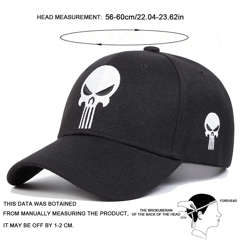 Skull Head Embroidery Baseball Caps Spring Autumn Outdoor Adjustable Casual Hats Sunscreen Hat