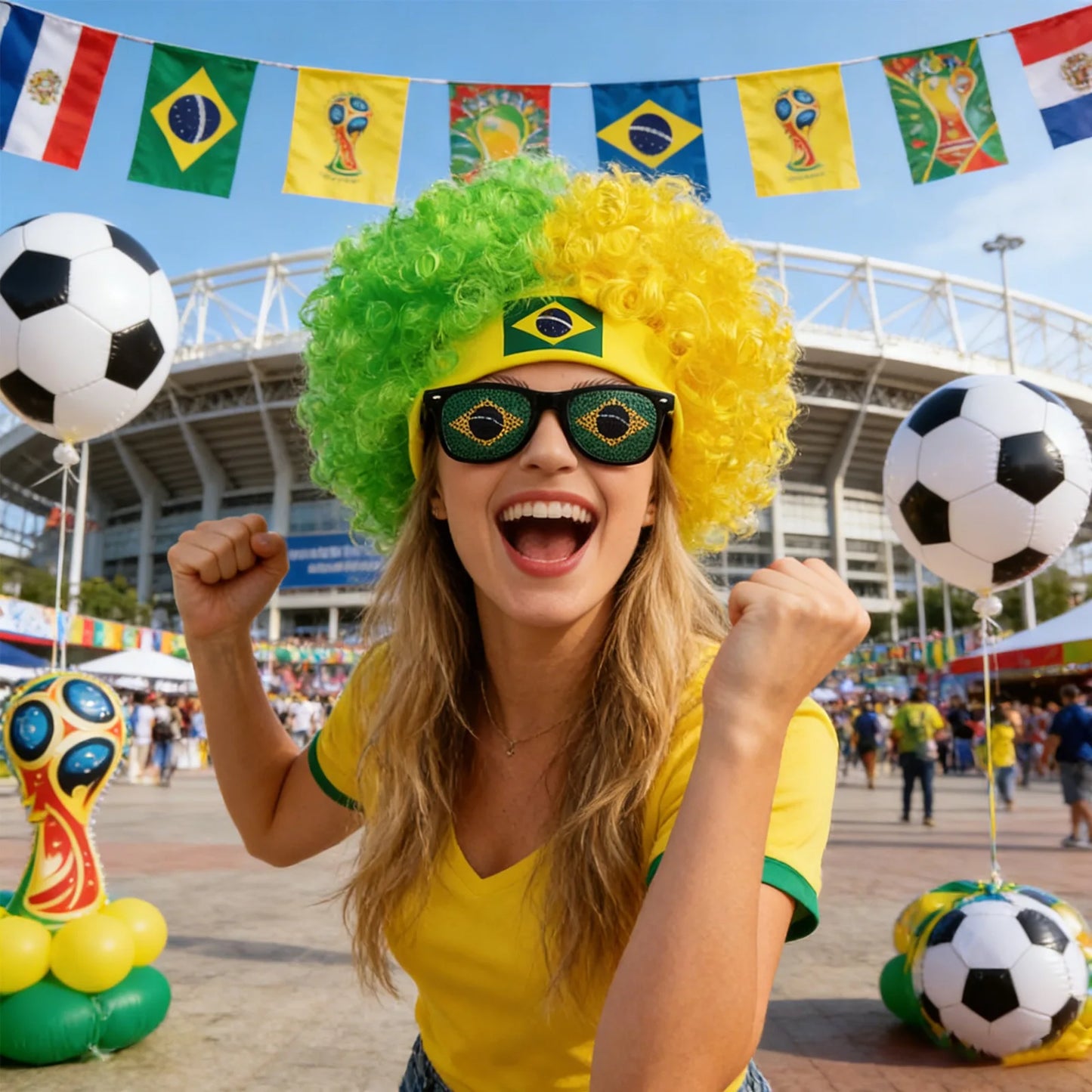 Football Fans Caps Costume Party Wig Decor Supplies Cosplay Headdress for Kids Adults, Perfect For Cheering The Game