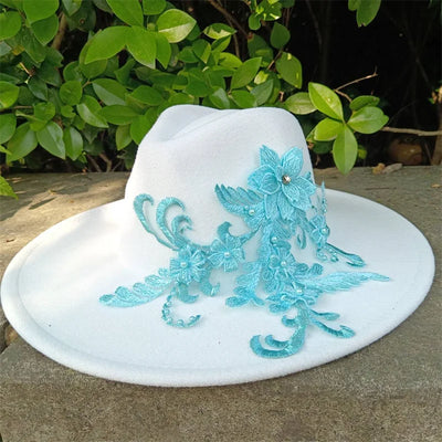 Fedora hats 3D embroidered flowers Fedora men and women hats Jazz hats Women's hats
