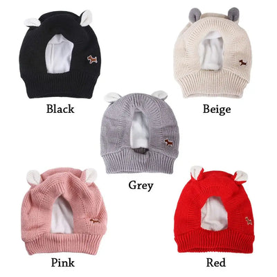 Dog Ear Muffs Noise Protection Pet Ears Covers Knitted Hat Anxiety Relief Winter Warm Earmuffs