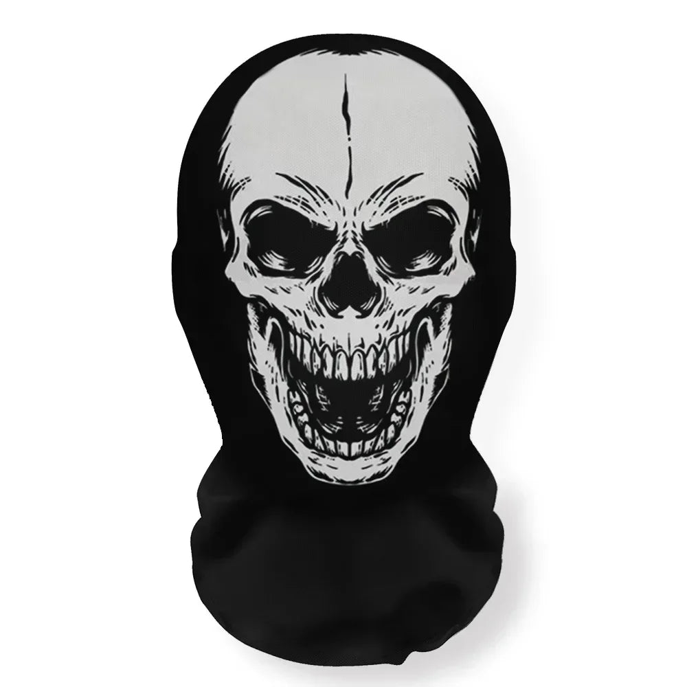 Halloween Skeleton Mesh Hood Mask | Elastic Breathable | Scary Party Cosplay Face Cover