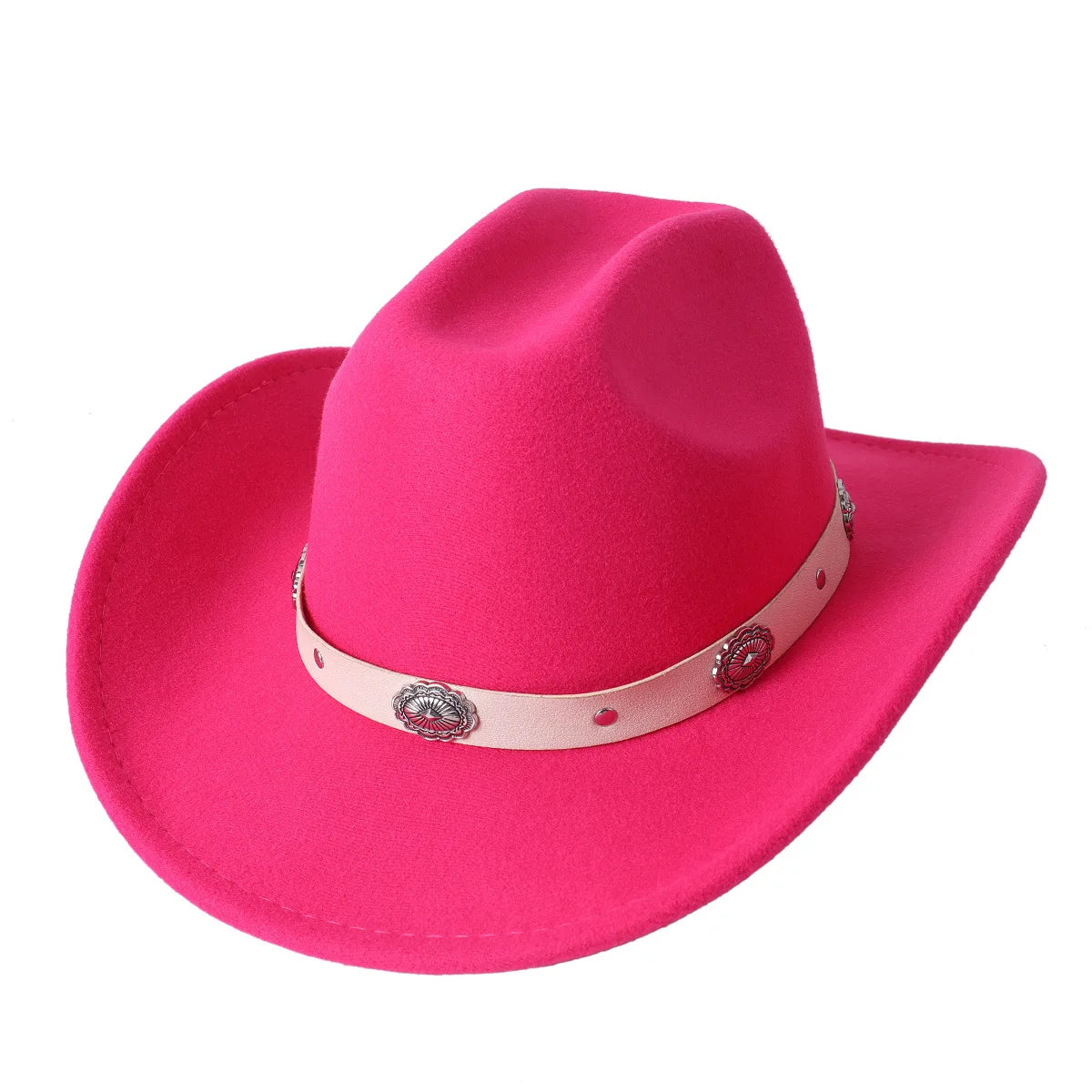 Cowboy Hat Fashion Chic Unisex Solid Color Jazz Hat With Bull Shaped Decor Western Cowboy Hats