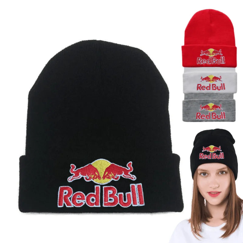 Red Bull Knitted hat Beanie Winter Hat Unisex Warm Cap for Men And Women Red Bull Hat