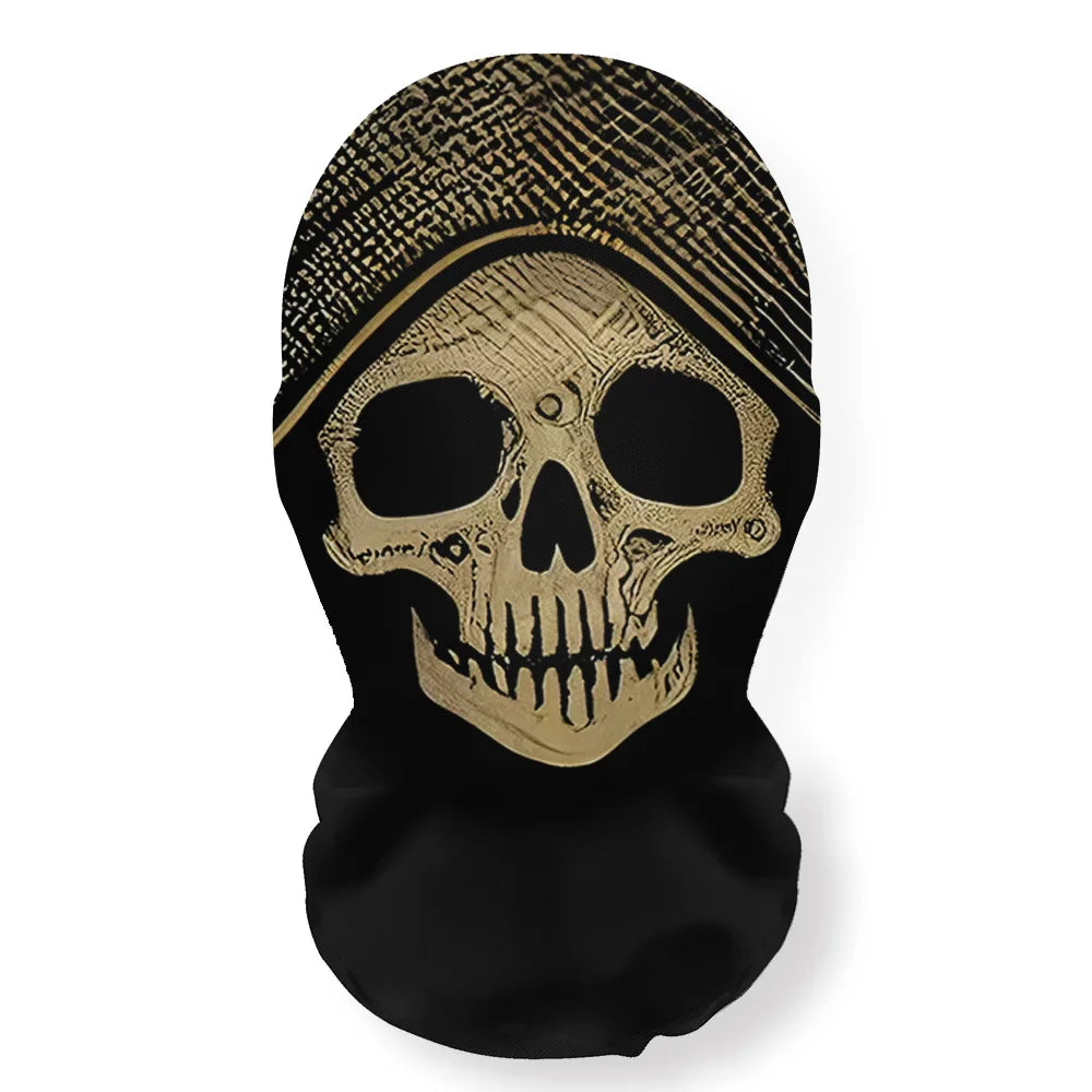 Halloween Skeleton Mesh Hood Mask | Elastic Breathable | Scary Party Cosplay Face Cover