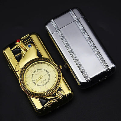 Gold Watch Windproof Jet Butane Lighter Torch Turbo Gas Inflatable Lighter Cigar Cigarette Accessories Men's Gift