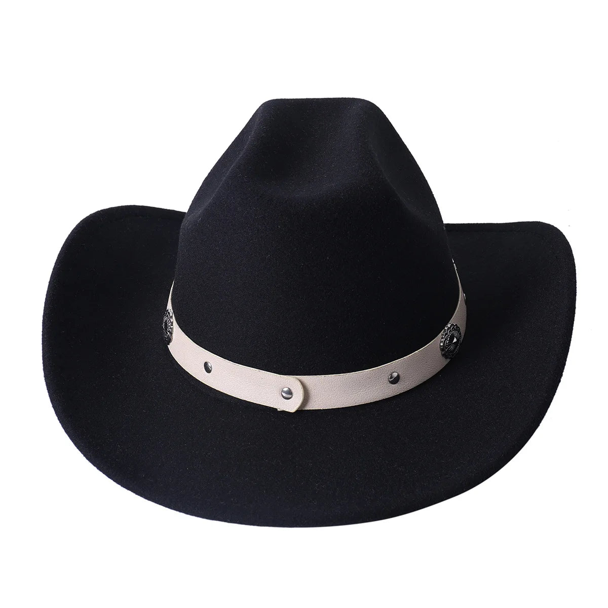 Cowboy Hat Fashion Chic Unisex Solid Color Jazz Hat With Bull Shaped Decor Western Cowboy Hats