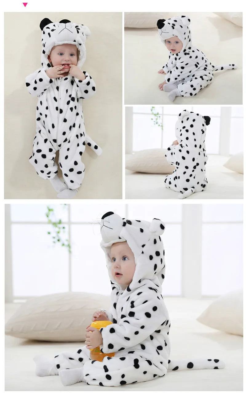 Baby Rompers Winter Costume Flannel for Girl Boy Toddler Infant Clothes Kids Overall Animals