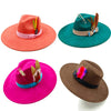 Fedora hat heart top 9.5cm brim feather accessories wide brim jazz hat men and women panama hat  sombrero mujer gorras
