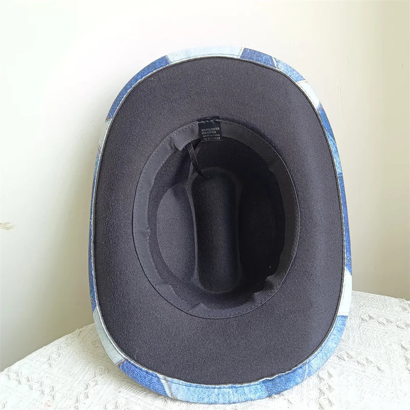 Cowboy Hat Fashion Chic Unisex Solid Color Jazz Hat With Bull Shaped Decor Western Cowboy Hats