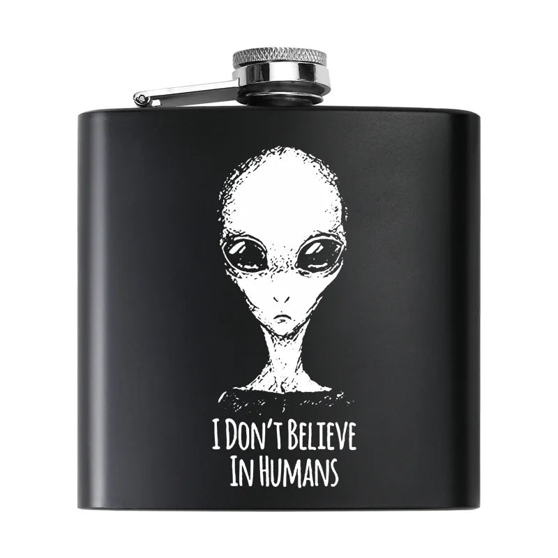 6oz Stainless Steel Outdoor Hip Flask Pocket Laser Print Hip Flask Portable Wine Whiskey Jug Bottle