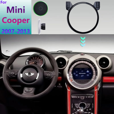 For MINI Cooper 2007-2011 2012 2013 R55 R56 R57 R60 Magnetic Car Phone Holder Screen Fixed Base Wireless Charging Stand MagSafe