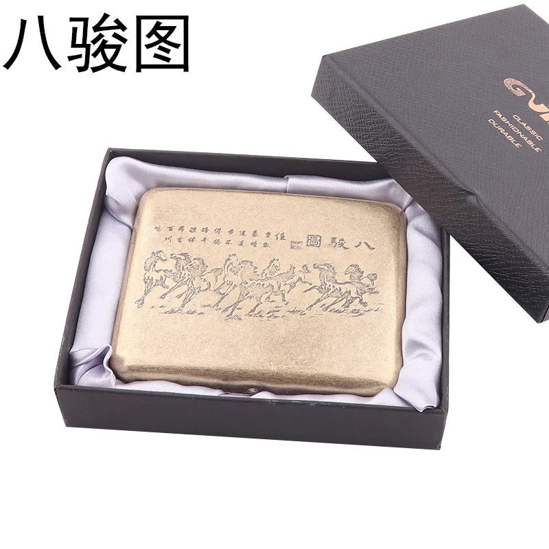 Classic Retro Cigarette Case Portable 20 Capacity Cigarettes Box Smoking Accessories Storage