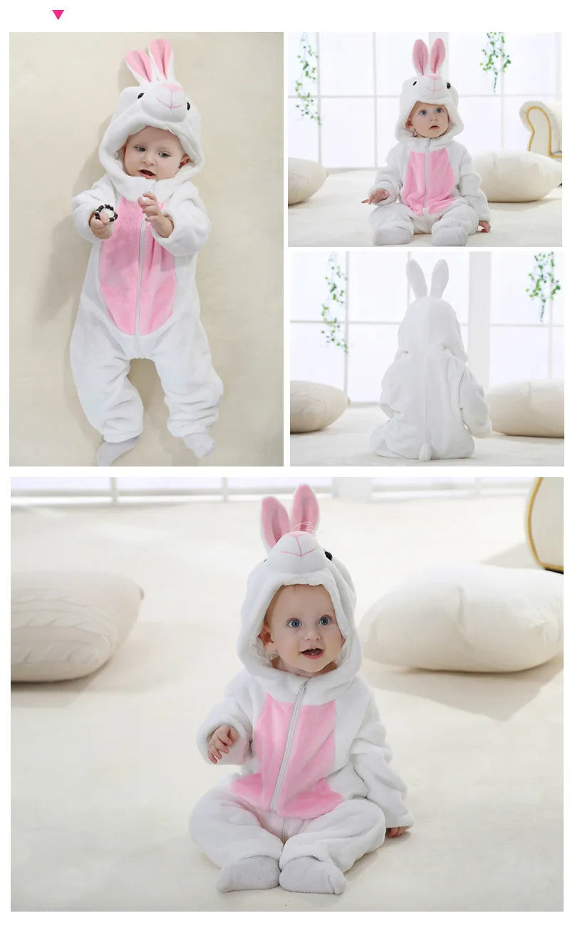 Baby Rompers Winter Costume Flannel for Girl Boy Toddler Infant Clothes Kids Overall Animals