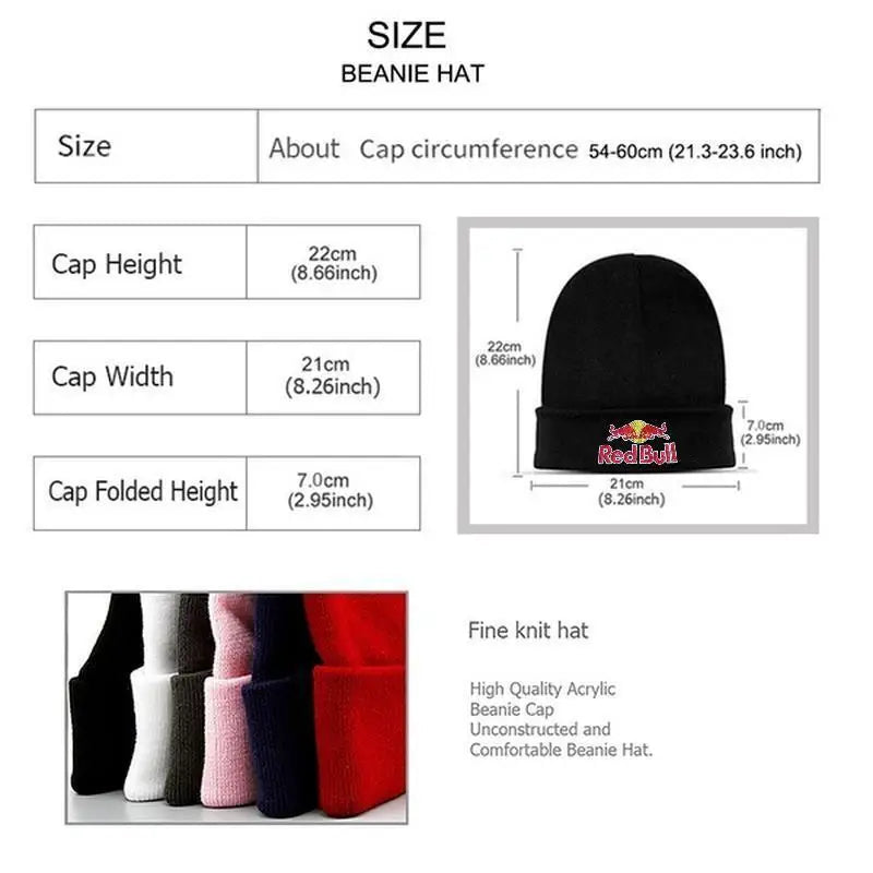 Red Bull Knitted hat Beanie Winter Hat Unisex Warm Cap for Men And Women Red Bull Hat