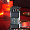 Clock Double Flame Creative Butane Gas Lighter Metal Convenient Outdoor Windproof Turbine Torch Jet Recycling Lighter