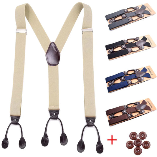 Vintage Suspenders Casual Fashion Unisex Braces Elegant Brown Leather Shirt Suspenders Adjustable Belt Strap Father day gift