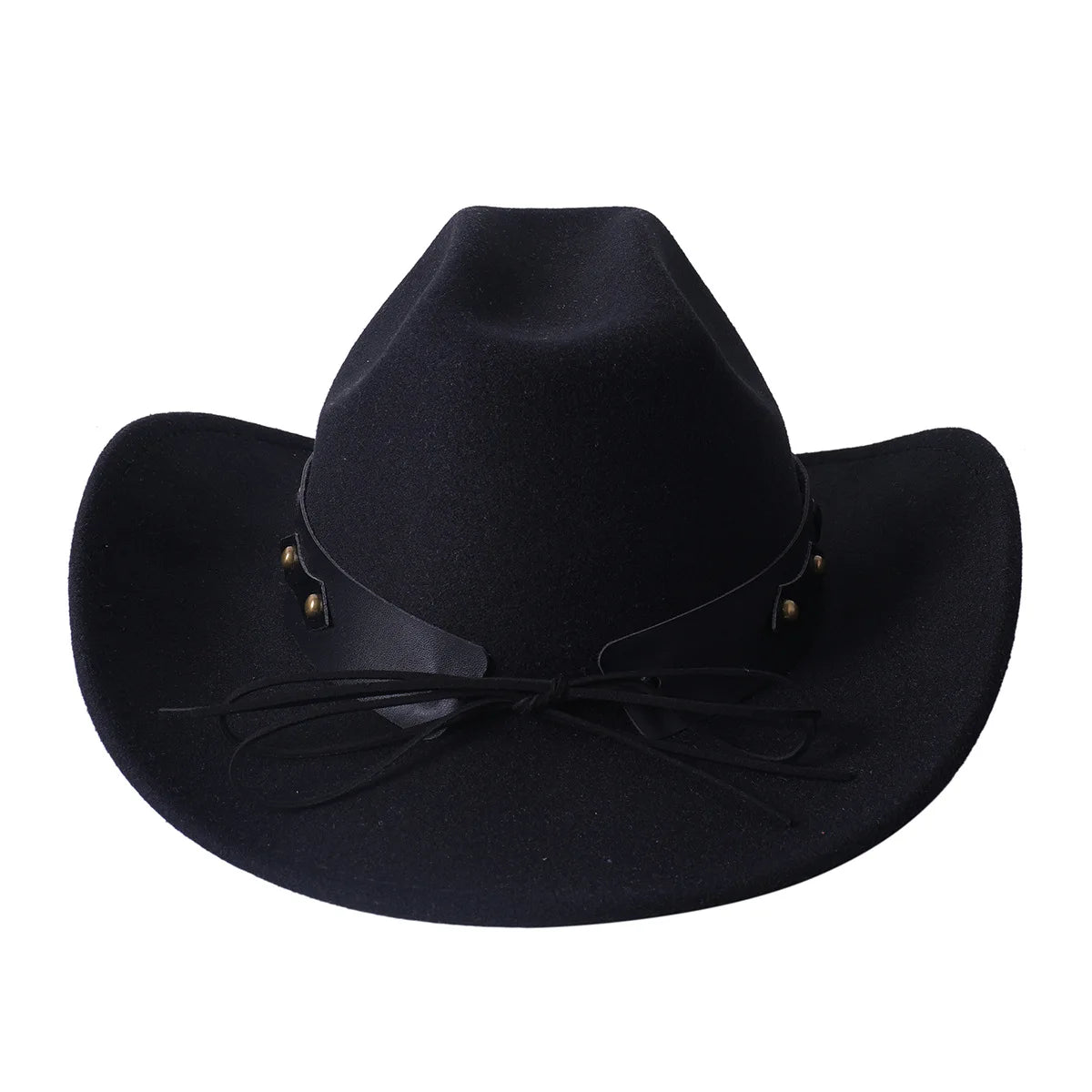 Cowboy Hat Fashion Chic Unisex Solid Color Jazz Hat With Bull Shaped Decor Western Cowboy Hats