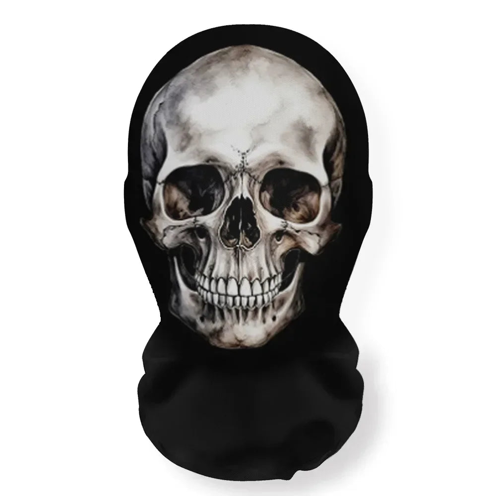 Halloween Skeleton Mesh Hood Mask | Elastic Breathable | Scary Party Cosplay Face Cover