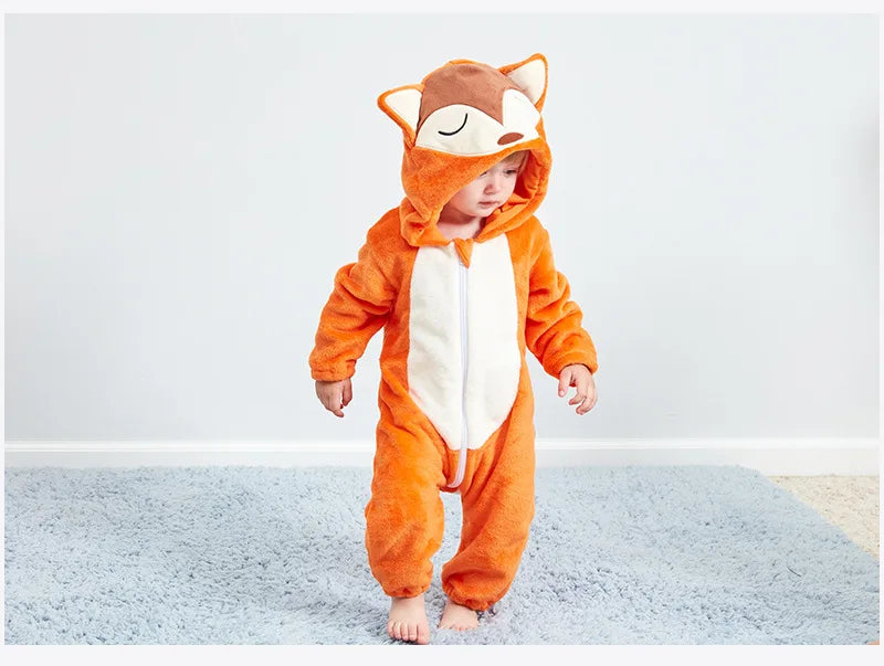 Baby Rompers Winter Costume Flannel for Girl Boy Toddler Infant Clothes Kids Overall Animals