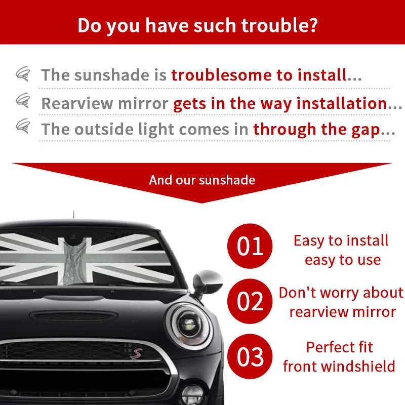 Car Windshield Sunshade Cover Blocks UV Ray Reflector For Mini Cooper One R50 R56 R60 F55 F56 R58 R59