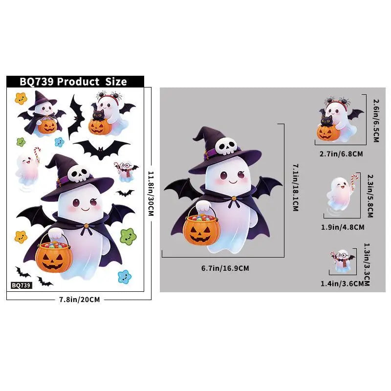 Halloween Window Clings With Ghost Pumpkin Bat Patterns Easy Peel For Home
