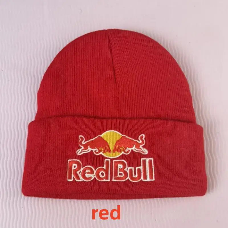 Red Bull Knitted hat Beanie Winter Hat Unisex Warm Cap for Men And Women Red Bull Hat