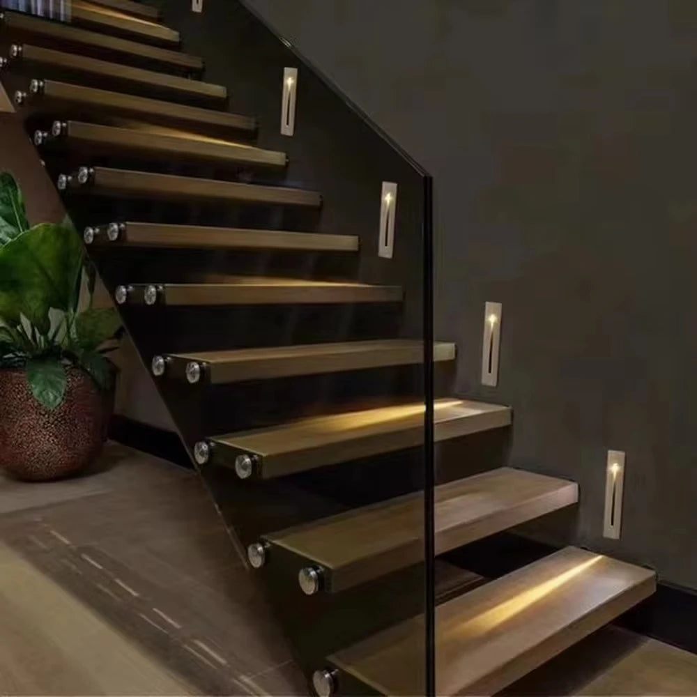 LED Stair Step Ligth 3W Recessed Staircase Wall Light 110V 220V Indoor Corner Wall Lamp Hotel Home Corridor Foyer Night Light
