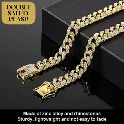 Luxury Gold Dog Chain Collar Cuban Chain Link Choke Collar for Small Medium Large Dogs