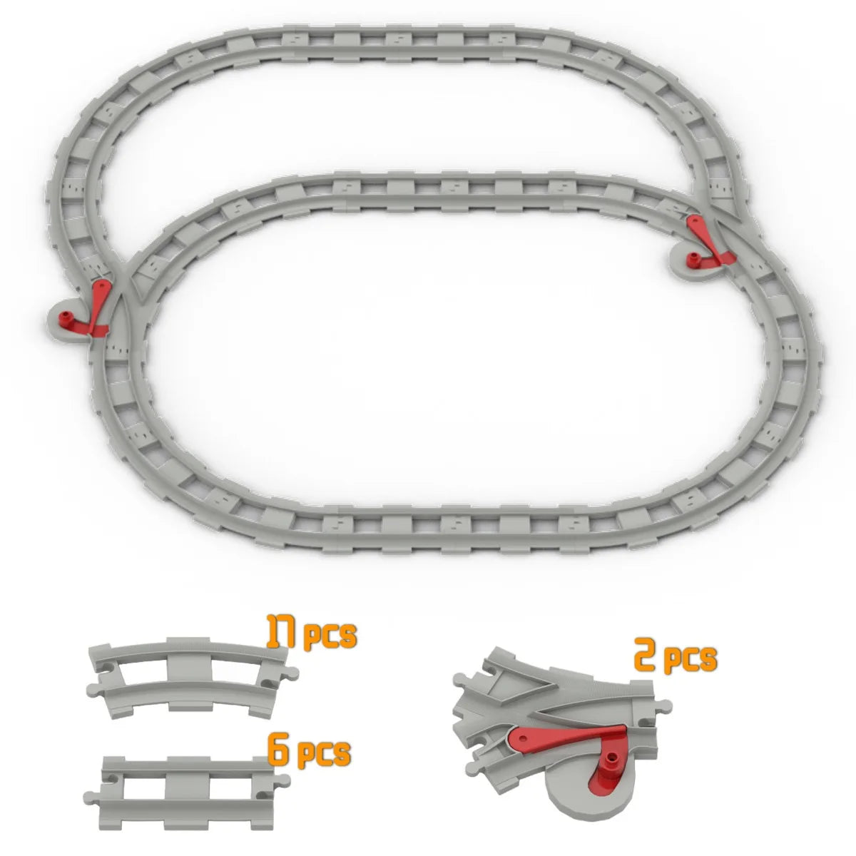 Building Block Light Gray Railroad Track Compatible Duplo Trains Parts kit Platform Curved Track Toy Set