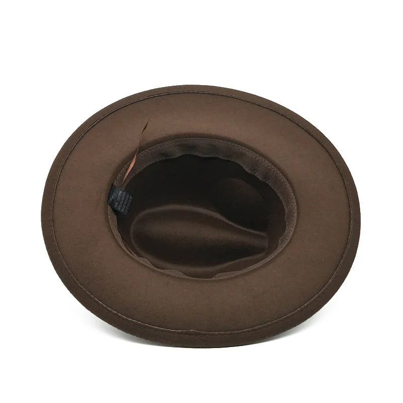 Fedora hat neutral wide brim jazz hat feather belt autumn and winter british vintage panama hat