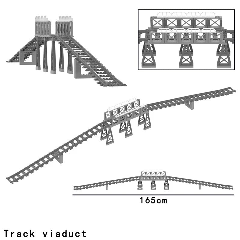 Model Set City Train Container Oil Tank Kits Mountain Railway Track Traffic Lights Leduo Block