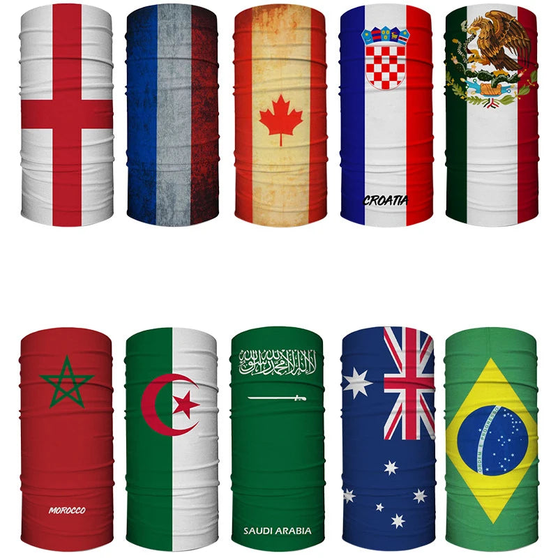 world mask Flag 20x45cm Football cup fans' seamless magic headscarf cycling windproof mask Banner Event Garlands decoration