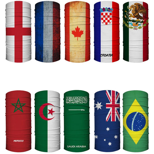 world mask Flag 20x45cm Football cup fans' seamless magic headscarf cycling windproof mask Banner Event Garlands decoration
