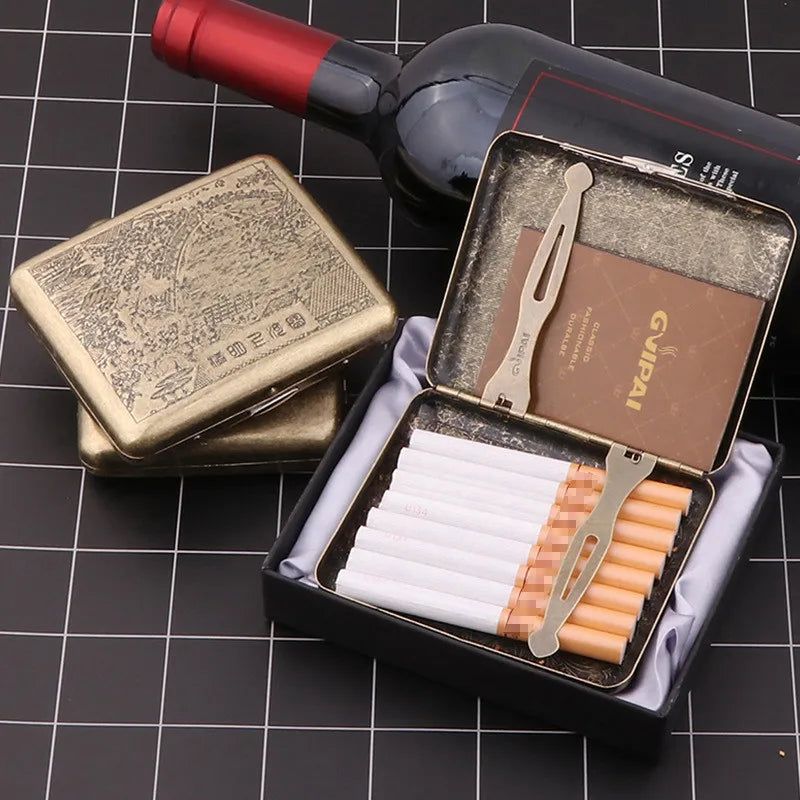 Classic Retro Cigarette Case Portable 20 Capacity Cigarettes Box Smoking Accessories Storage