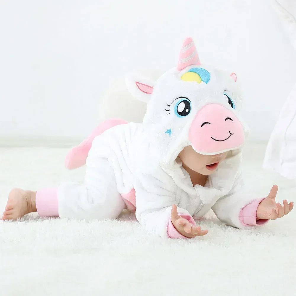 Baby Rompers Winter Costume Flannel for Girl Boy Toddler Infant Clothes Kids Overall Animals