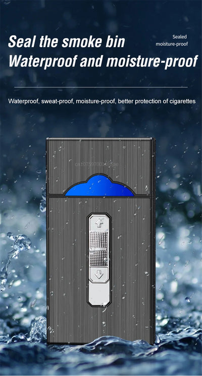 Charging Lighter Smoking Accessory 2 In 1 Waterproof Rechargeable Cigarette Case Holder