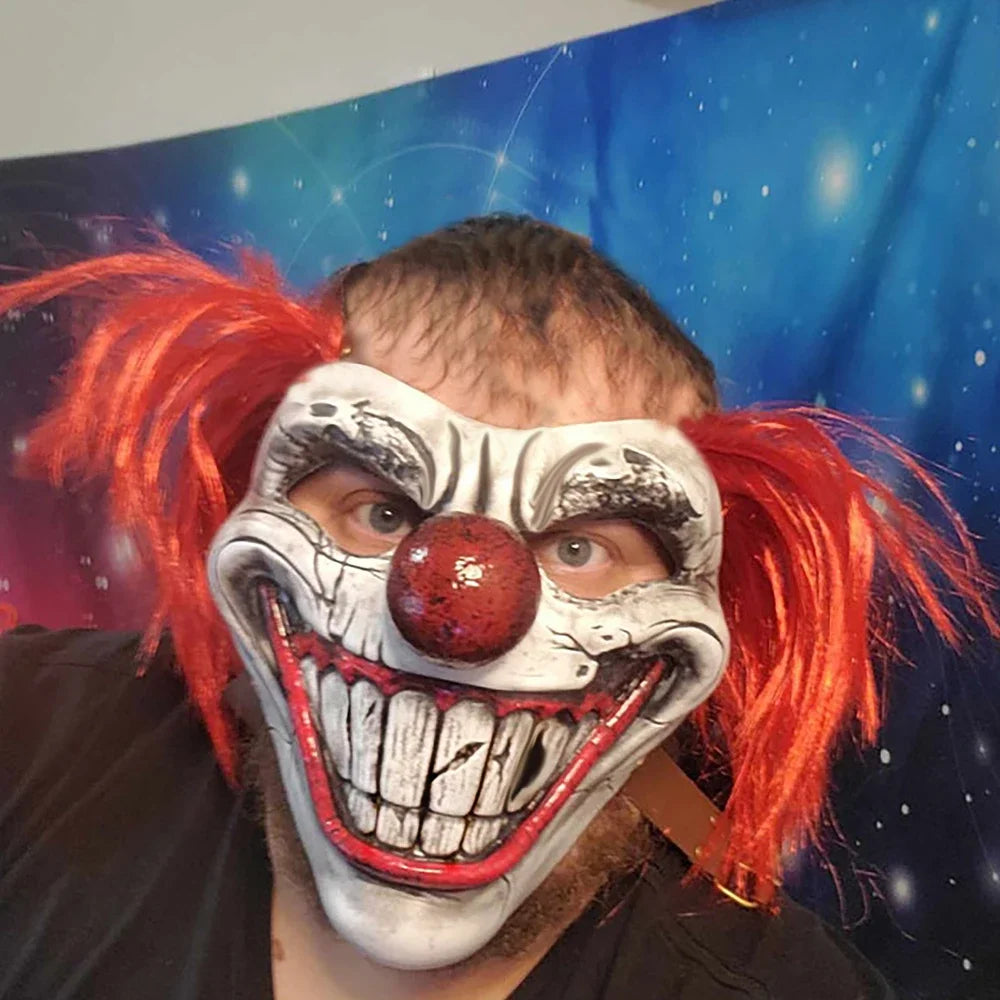Joker Mask Cosplay Bloody Half Face Clown Latex Masks Halloween Carnival Purim Party Costume Props