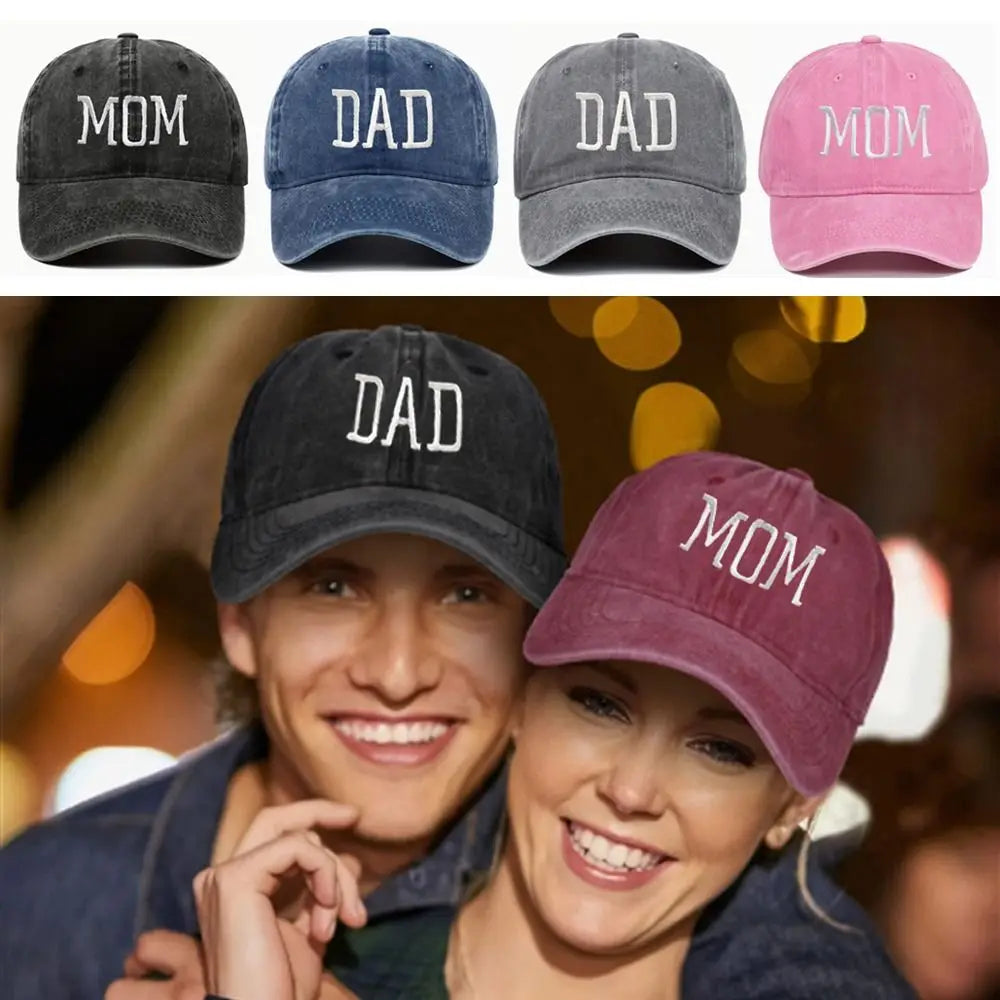 DAD MOM Embroidery Baseball Caps Vintage Adjustable Distressed Faded Cap Hiphop Baseball Hats