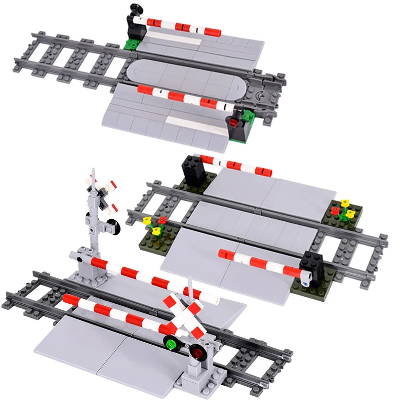 Building Block Train Track Corridor Elevating Rod Pedestrian Crossing Assembly Children's Toy Birthday Gift