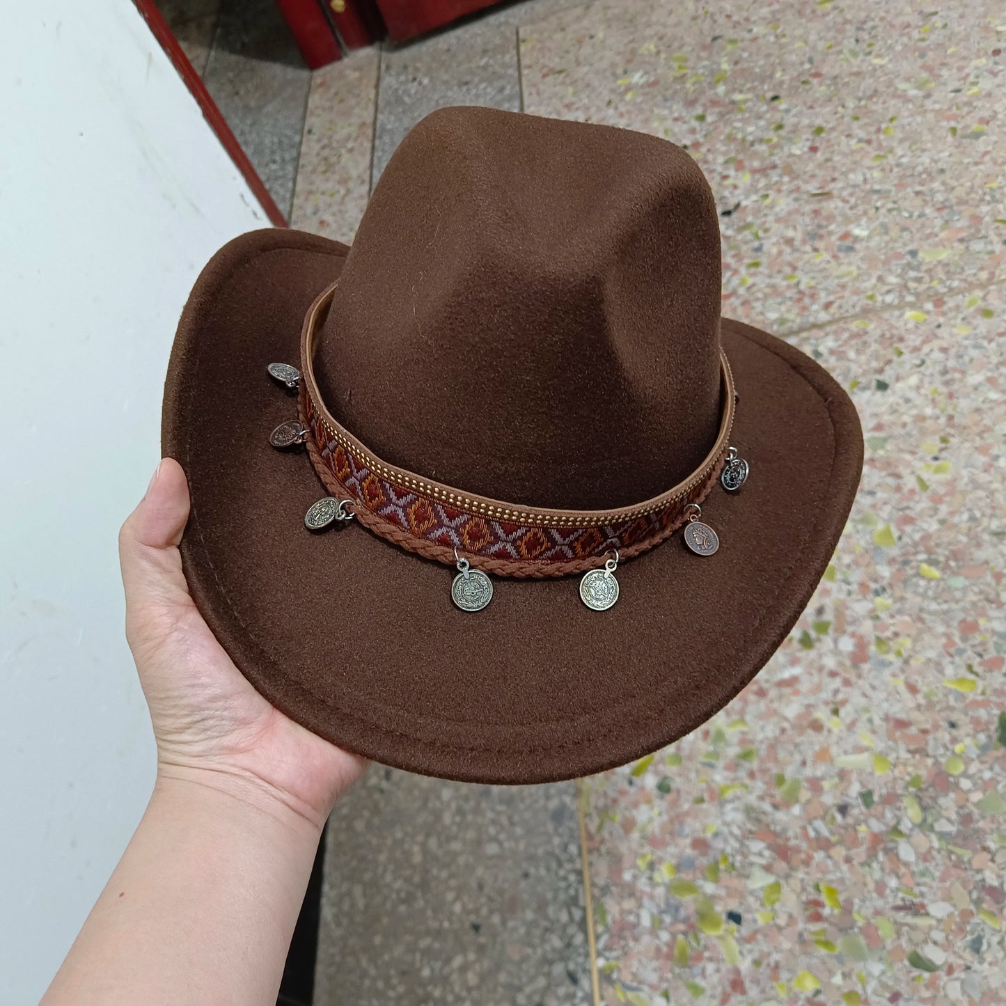 Cowboy Hat Fashion Chic Unisex Solid Color Jazz Hat With Bull Shaped Decor Western Cowboy Hats