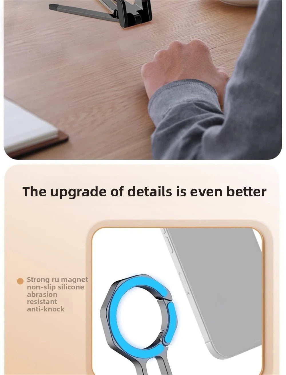 Magnetic ring alloy mobile phone holder Tripod Stand Portable Foldable Bracket Pocket Cell Phone Stand Non-slip