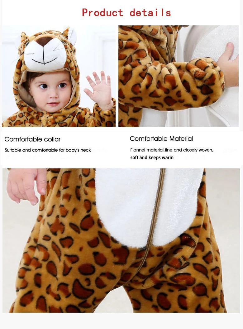 Baby Rompers Winter Costume Flannel for Girl Boy Toddler Infant Clothes Kids Overall Animals
