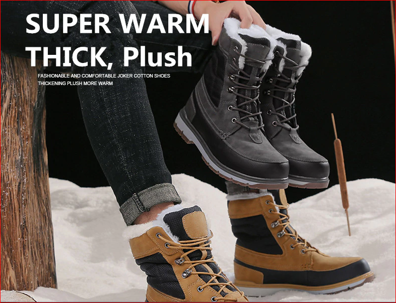 Winter Warm Plush Fur Snow Boots Men Ankle Boot Quality Casual