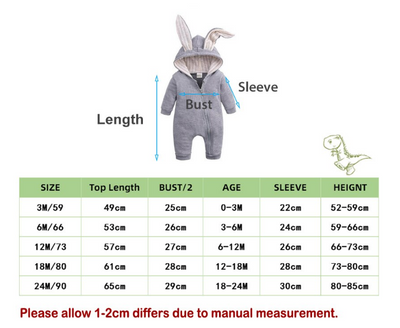 Baby jumpsuit  with big ear newborn baby clothes  Zipper cute kids clothing