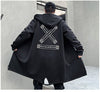 Hooded Jackets Print Harajuku Windbreaker Ribbon Overcoat Male Casual Outwear Hip Hop Streetwear Coats