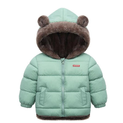 Children Coat Autumn Winter Thicken Jacket Boys Girls Solid Color Hooded Jacket Kids Parka Outerwear 2-6Yrs