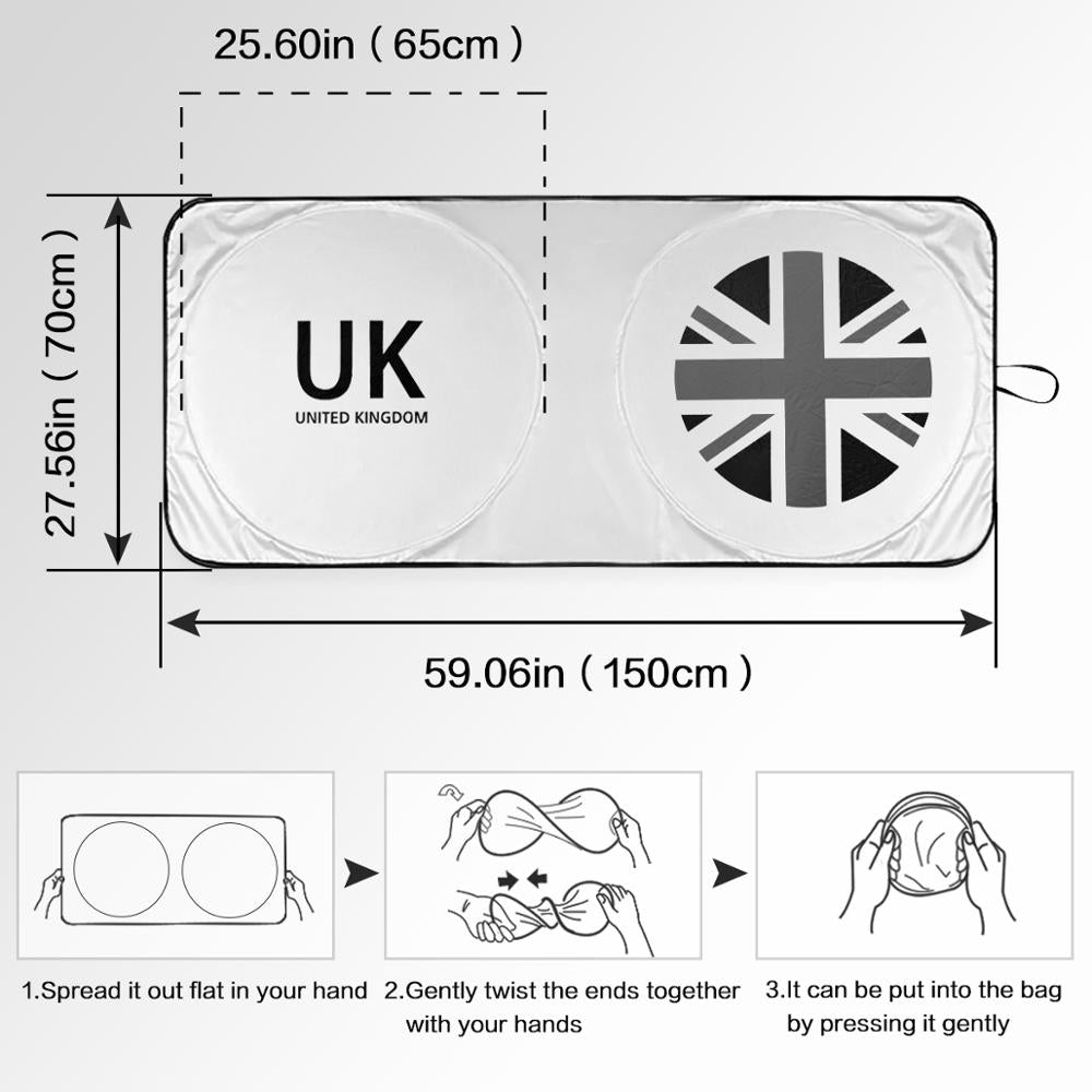 Car Sun Shade Cover Protect Windshield Sunshade UK Flag Logo For Mini Cooper