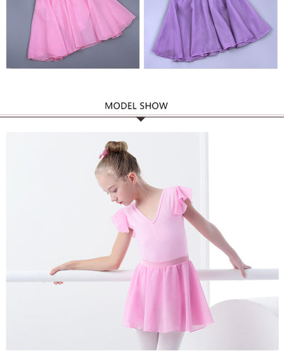 Ballet Dress Gymnastics Leotards for Girls Kids Short Sleeve Ballet Dancewear Chiffon Skirts Kids