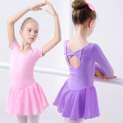 Ballet Dress Gymnastics Leotards for Girls Kids Short Sleeve Ballet Dancewear Chiffon Skirts Kids