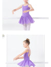 Ballet Dress Gymnastics Leotards for Girls Kids Short Sleeve Ballet Dancewear Chiffon Skirts Kids